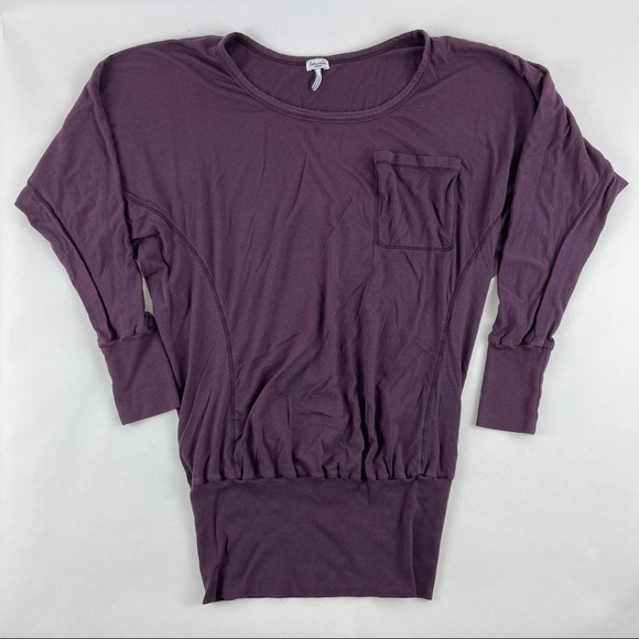 Splendid Blouse Womens Medium Purple Long Sleeve Pocket Round Neck - Picture 1 of 8
